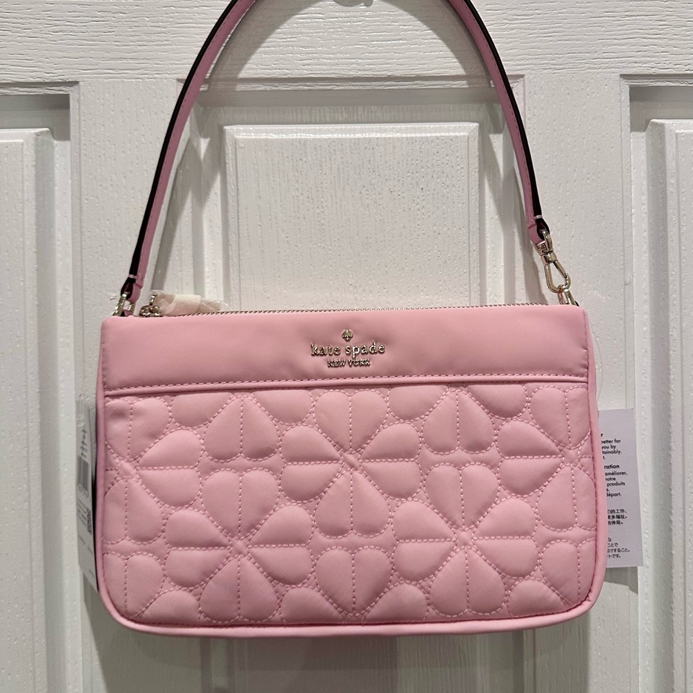 Kate Spade: Spade Flower Quilted Pink Convertible Wristlet.  NWT